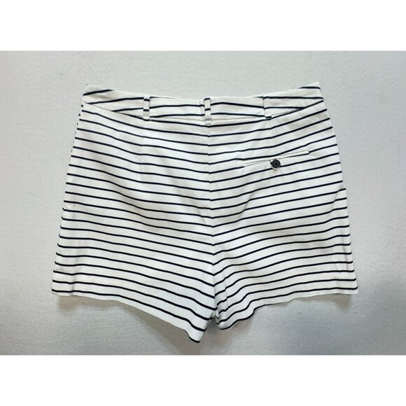 Zara Basic Womens Dressy Shorts Size L Blue White  Striped High-Waist Travel - Picture 8 of 10